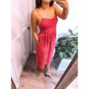 CeCe Aurora Floral Lace Dress Terra Rose Pockets Size 6 Pink